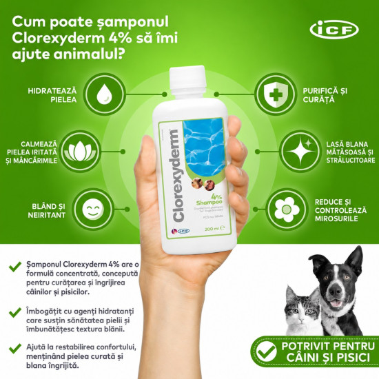 Șampon Clorexyderm 4 – Pentru Câini și Pisici – 250 ml